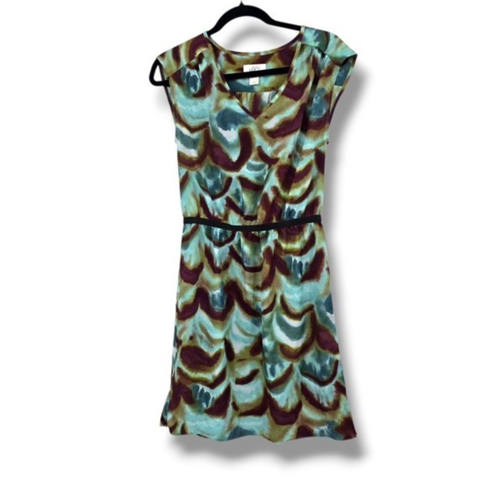 LOFT Dress Size 2 Abstract Watercolor Print Sleeveless Elastic Waist